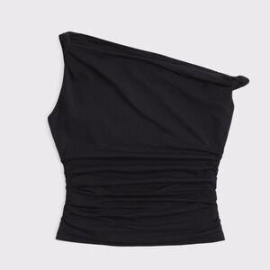 Abercrombie & Fitch One-Shoulder Black Ruched Top
